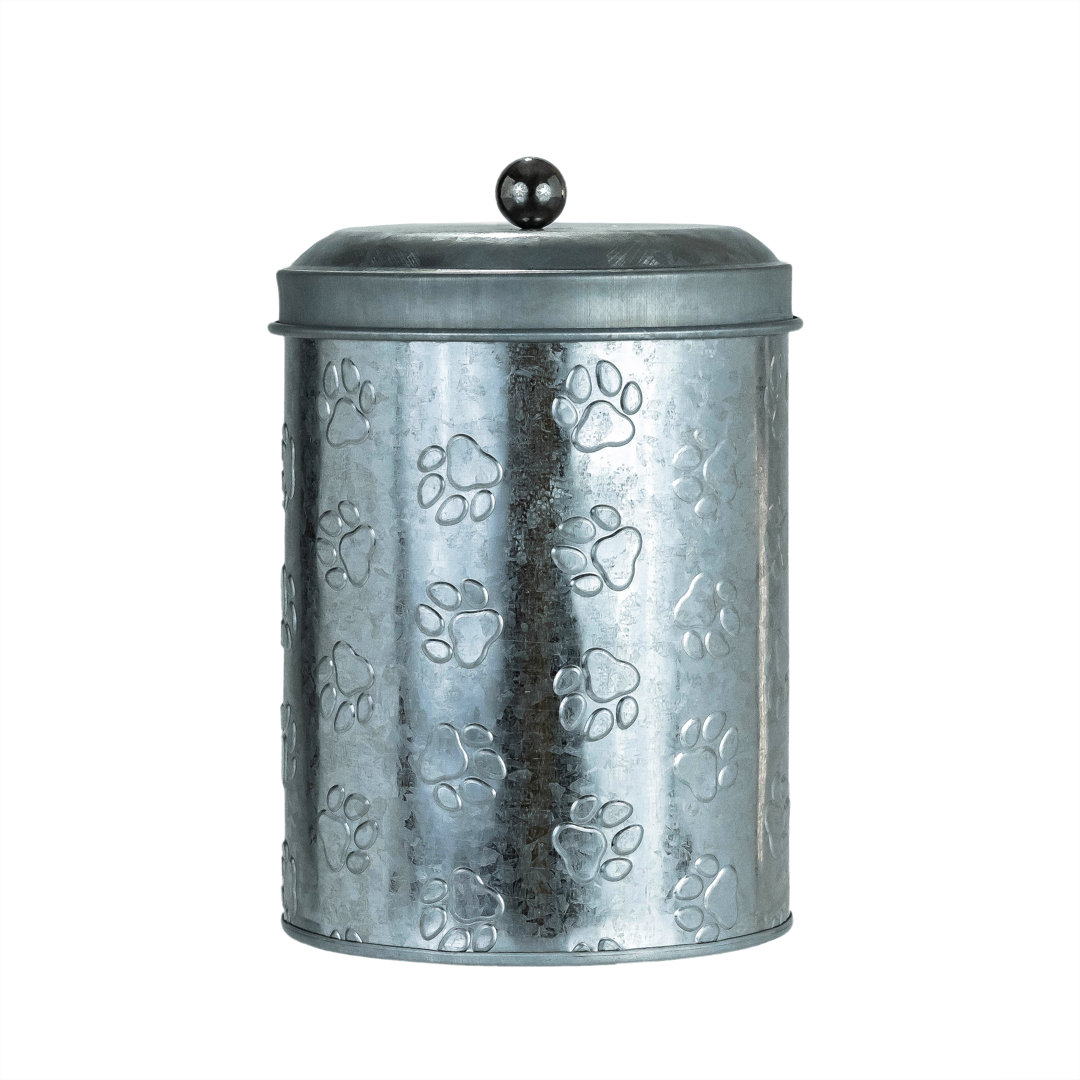 Galvanized Pet Treat Jar August Grove® 