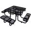 Table de pique-nique carrée d'extérieur en acier 46 po noir avec mât de parasol-875014123