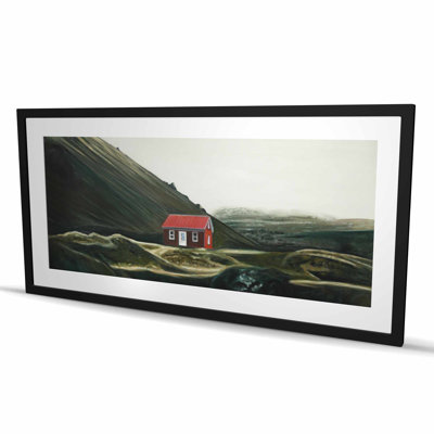 Cabane isolée - reproduction mat rustique encadrée pour la décoration intérieure