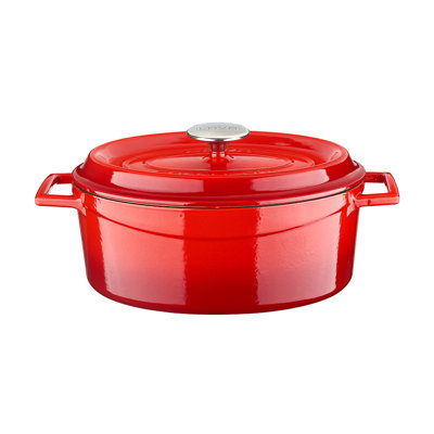 Casserole en fonte émaillée lave 5 pte Série ovale avec couvercle tendance