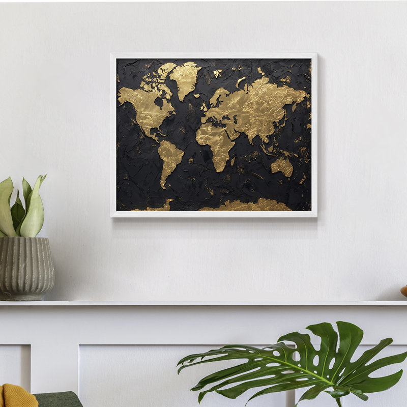 Map Series-IX -Framed Print - Restickable, 8" H x 10" W, White