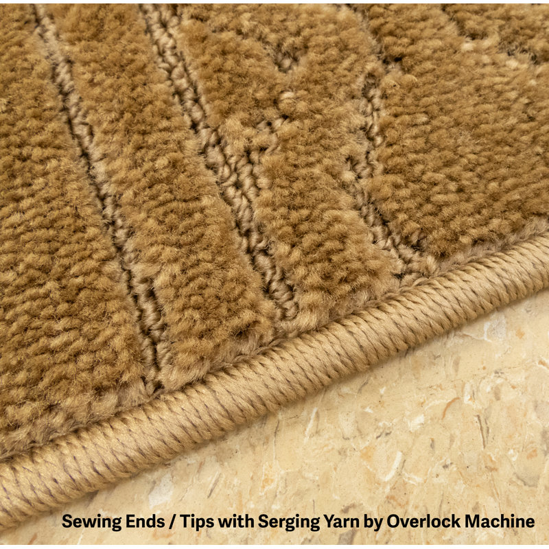 Tapis d'escalier marocain sur mesure à poils doux par Inches, Beige, Rectangle 2 pi 2 po x 8,5 po