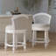 Tabouret de bar à hauteur de comptoir de 26 po, pivotant à 180 degrés, rembourré à dossier, structure blanche et tabouret pivotant à finition grise avec design, siège, dossier rembourré