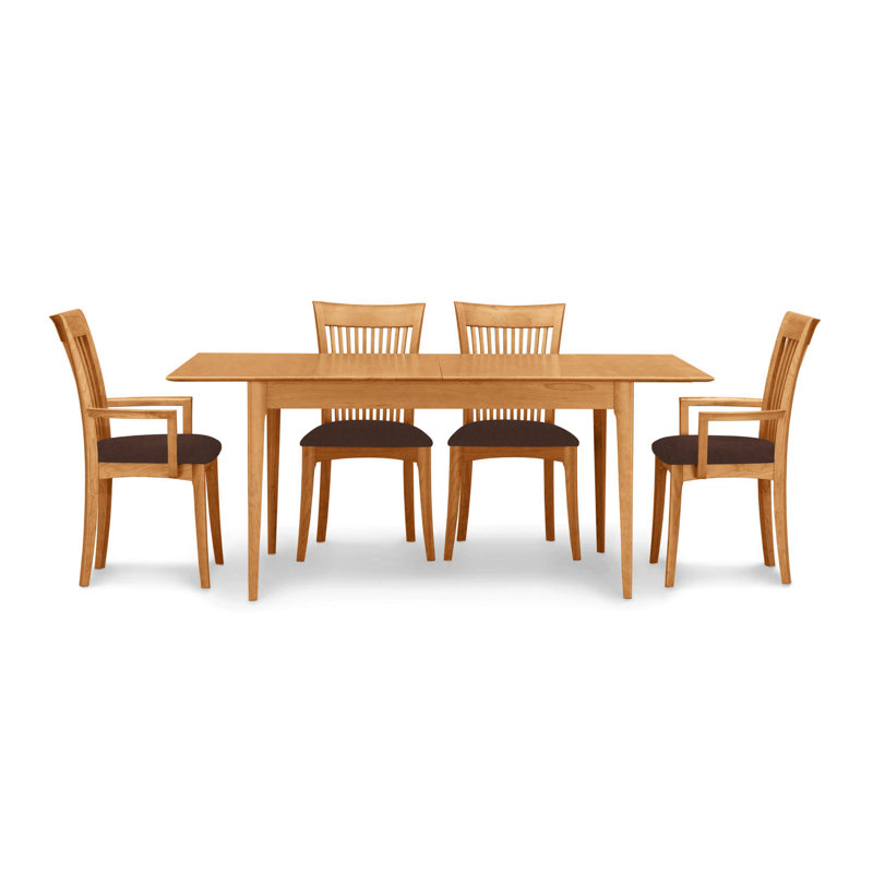Sarah 4 - Person Solid Wood Top Four Leg Dining Set, Natural Cherry, 30" H x 78" W x 40" D, Coffee Leather