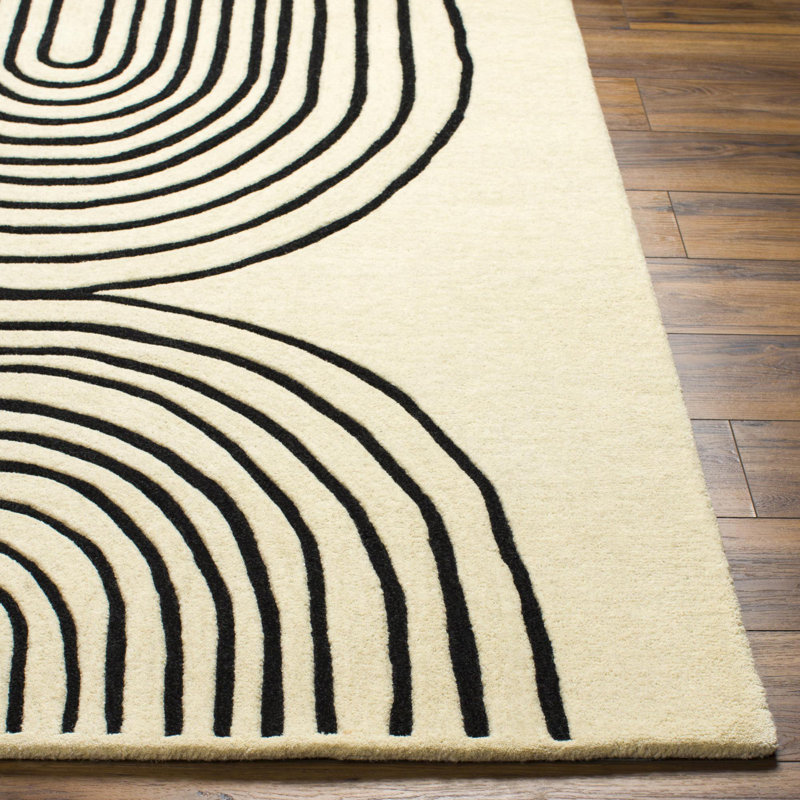 Azlynn Hand Tufted Wool Geometric Indoor Rug, Rectangle 9' x 12'