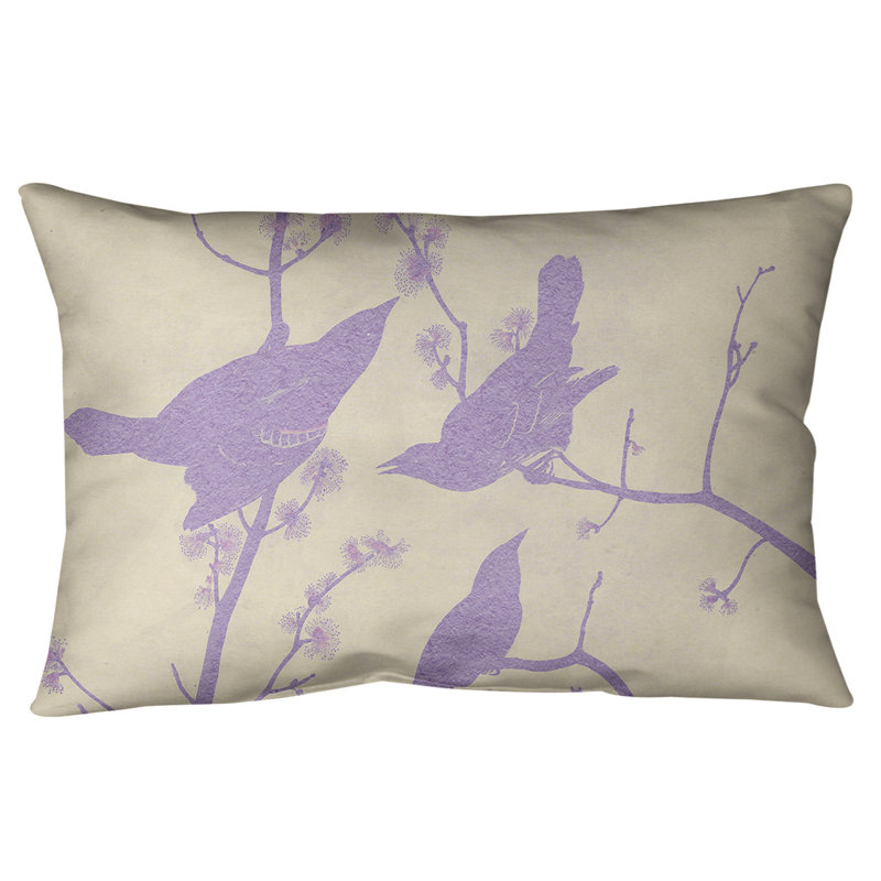 Coussin lombaire à oreilles starling, Jaune / Mauve, Polyester sergé