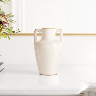 Michele Antique White Two Handled Ceramic Vase
