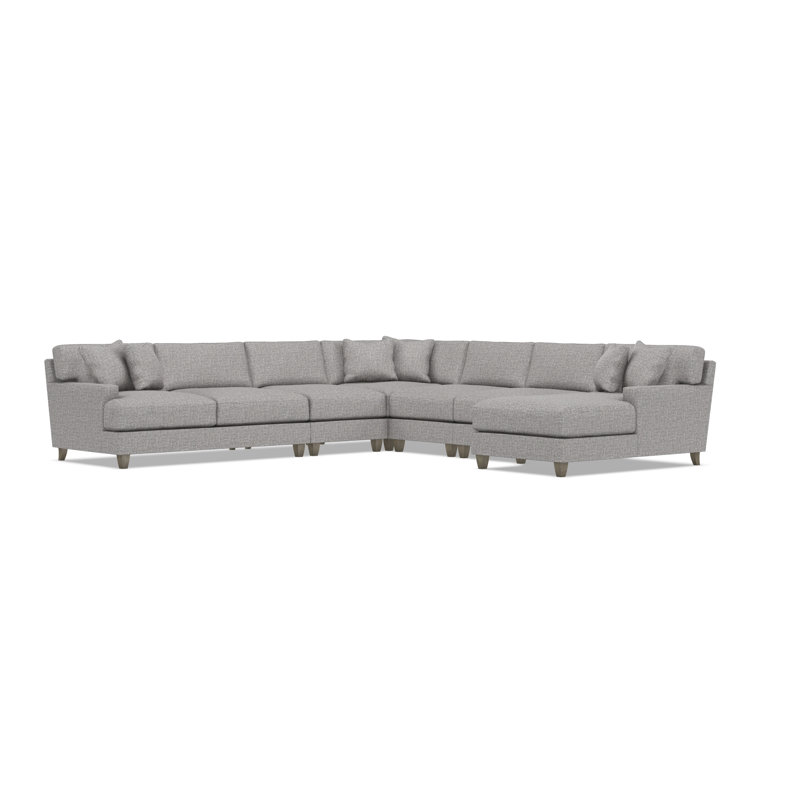 Bernhardt Mila 6-Piece Fabric Sectional, Right Hand Facing, Gray Polyester, 33.5" H x 137" W x 137" D