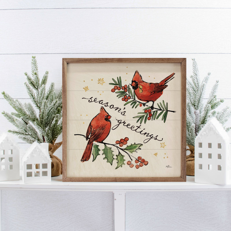 Christmas Lovebirds X Branch par Janelle Penner, H 16 po x l 16 po