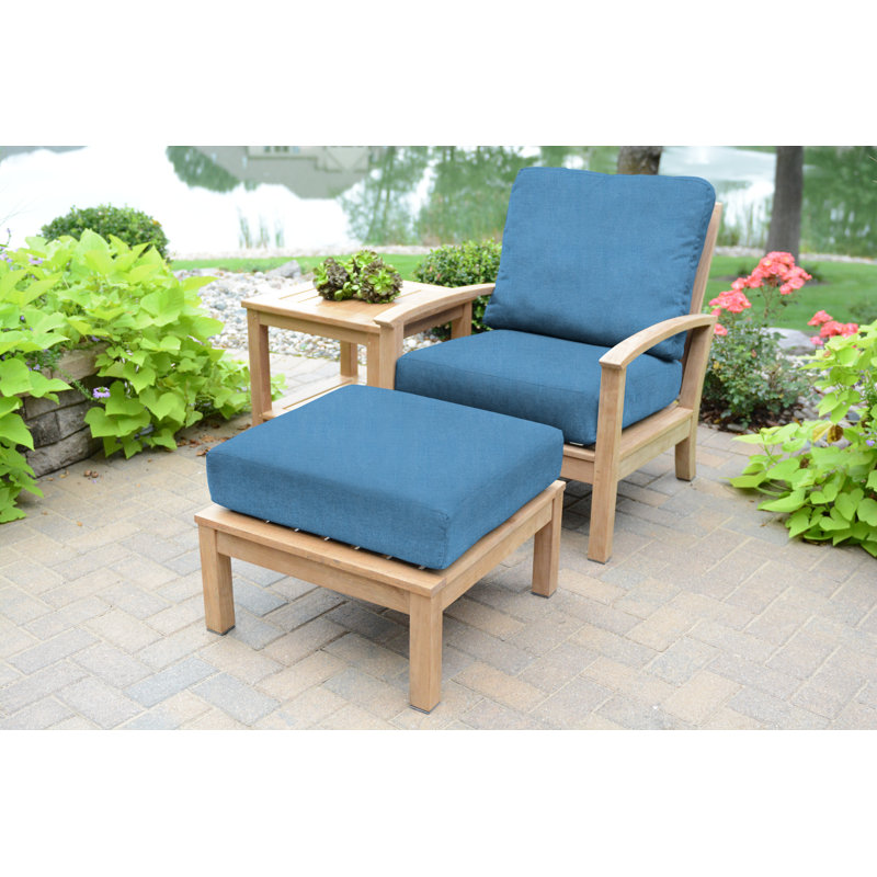 St. Lucia Teak Outdoor Lounge Chair, Spectrum Sand Sunbrella® Plainweave
