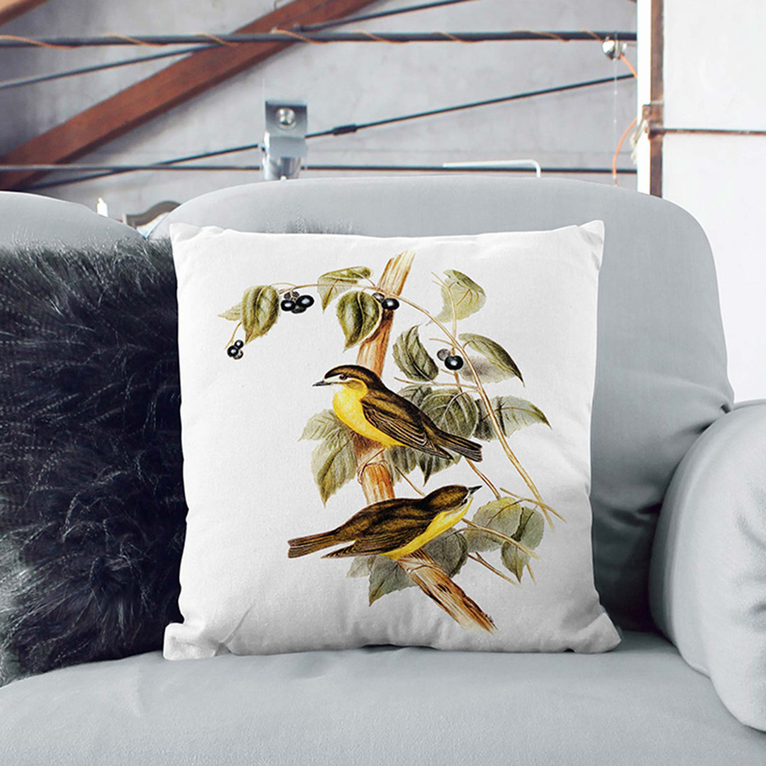 Large-Headed Robins by Elizabeth Gould Cushion with Filling