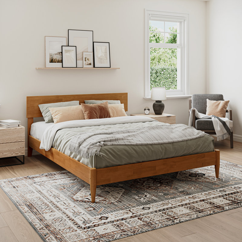 Amandaleigh Solid Wood Panel Bed, Light Toffee, Queen