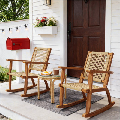 Ensemble de 2 chaises berçantes d'extérieur