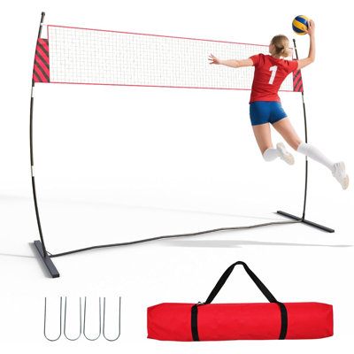 Portable 20FT Volleyball Net System, Adjustable Height Freestanding Volleyball Set for Backyard Indoor Outdoor Training