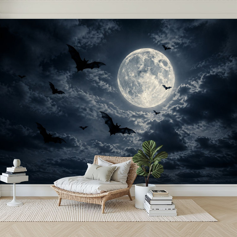 Papier peint adhésif auto-adhésif Spooky Halloween Sky, L 69 po x l 96 po
