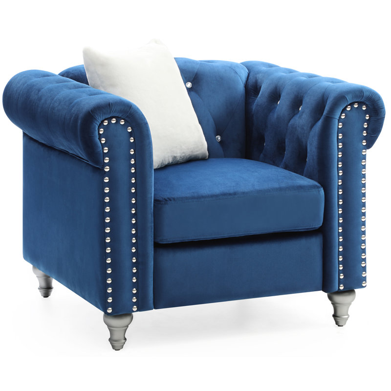 Glory Furniture Raisa Velvet Accent Chair, Navy Blue