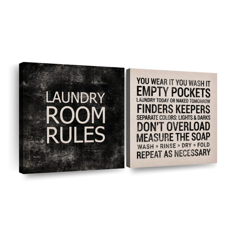 Laundry Room Rules, reproduction d'art sur toile, H 30 po x l 61 po x P 1,25 po
