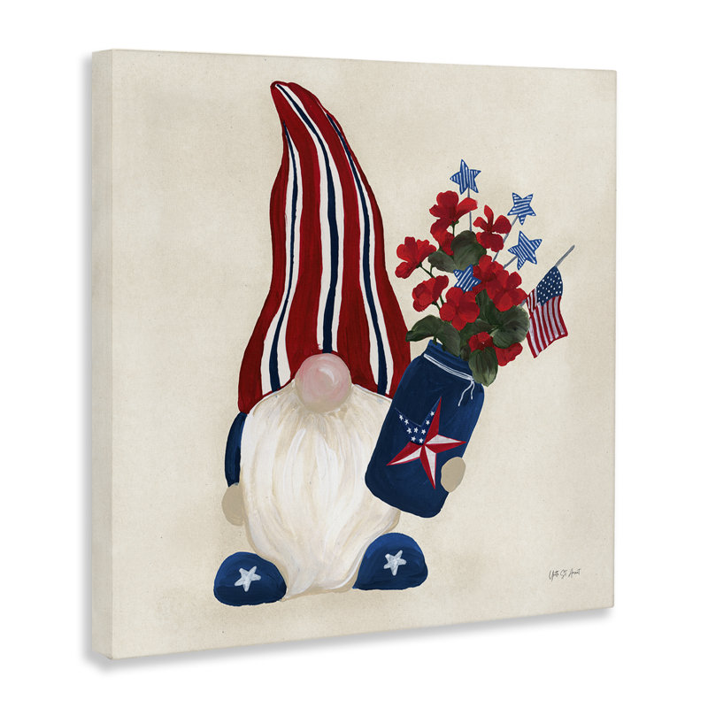  Art mural sur toile Patnotic Gnome & Flowers par Yvette St. Amant, H 24 po x l 24 po