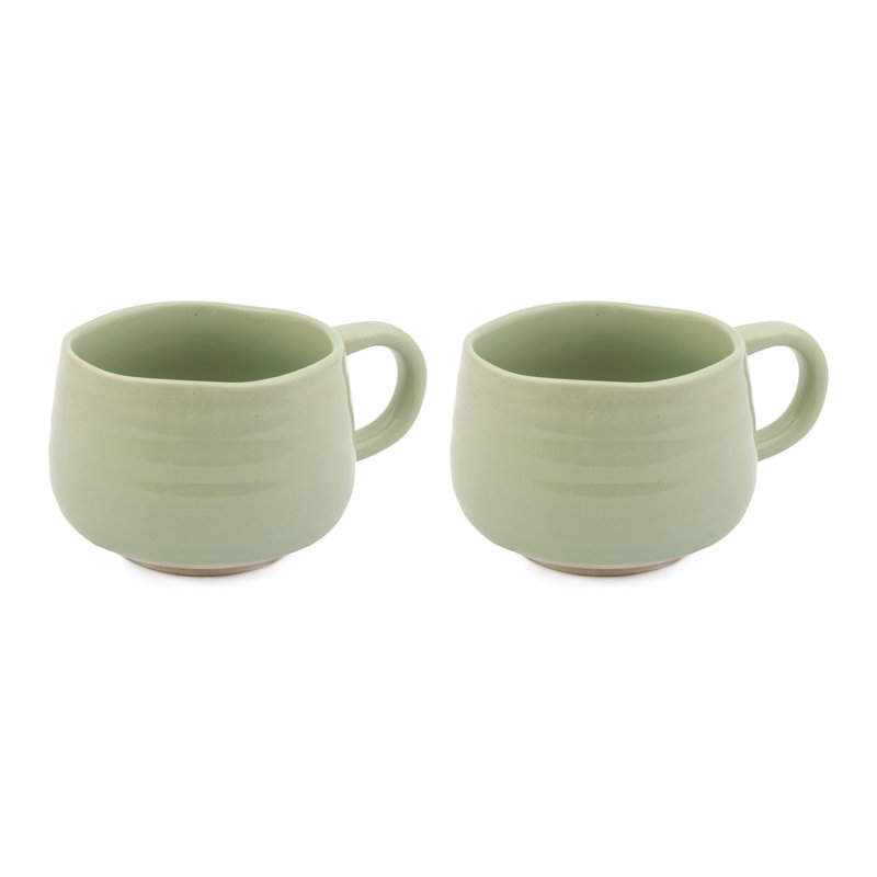 Jamie Oliver Big Love Cosy Cuppa Set of 2, Stoneware Mugs, Green