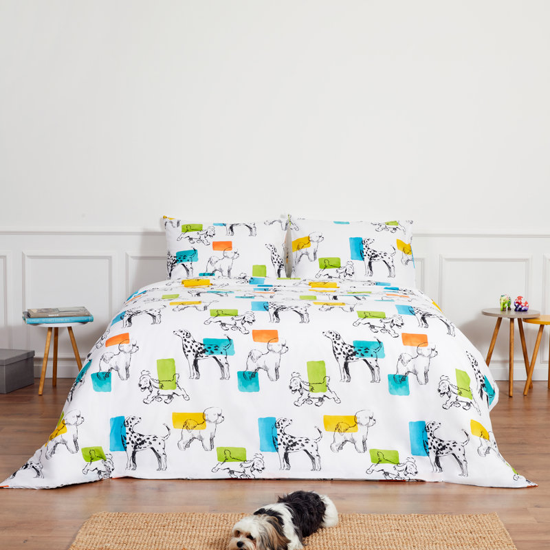 100% Cotton Luxury Duvet Cover Set By Leruum, Animal Print, Yellow/Blue/Green/Orange