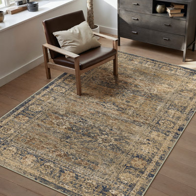 Tapis brun lavable avec envers antidérapant Ladonya
