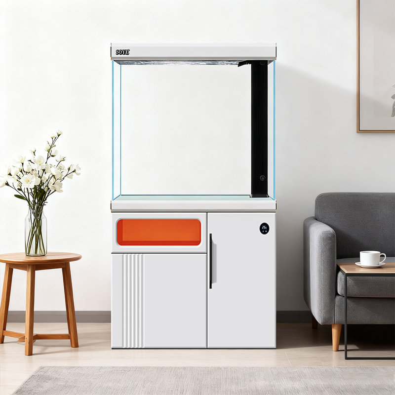 Aquarium intelligent en verre ultra transparent écologique, 39,63 gallons (H 59,06 po x l 31,5 po x P 14,17 po, Blanc