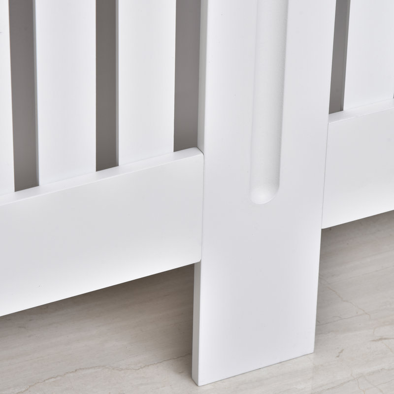 HOMCOM Slatted Radiator Cover Painted Cabinet White, 81cm H x 152cm W x 19cm D