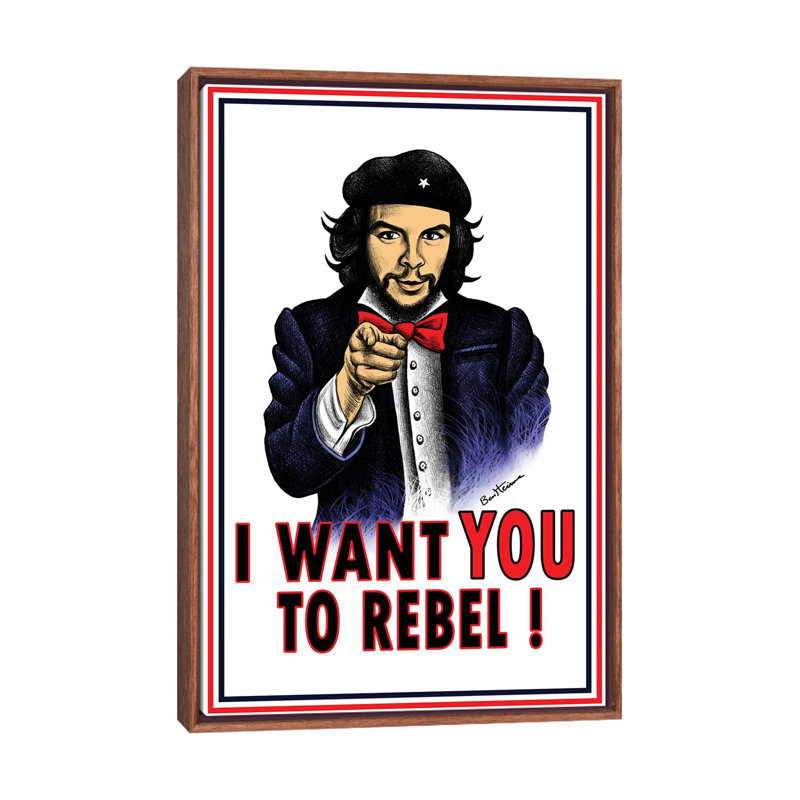 " Che " by Ben Heine, No Mat, 40" H x 26" W x 1.5" D, Classic Brown Wood Framed Canvas