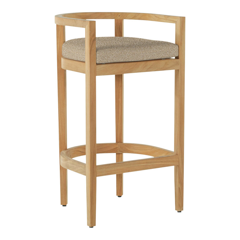 Tabouret de bar en teck Santa Barbara, Teck naturel, Pas de soudure, Indigo