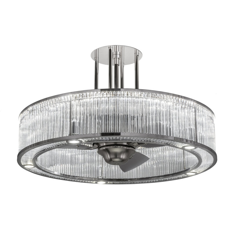 Lustre tambour spectaculaire et unique à 5 lumières Marquee, Argent