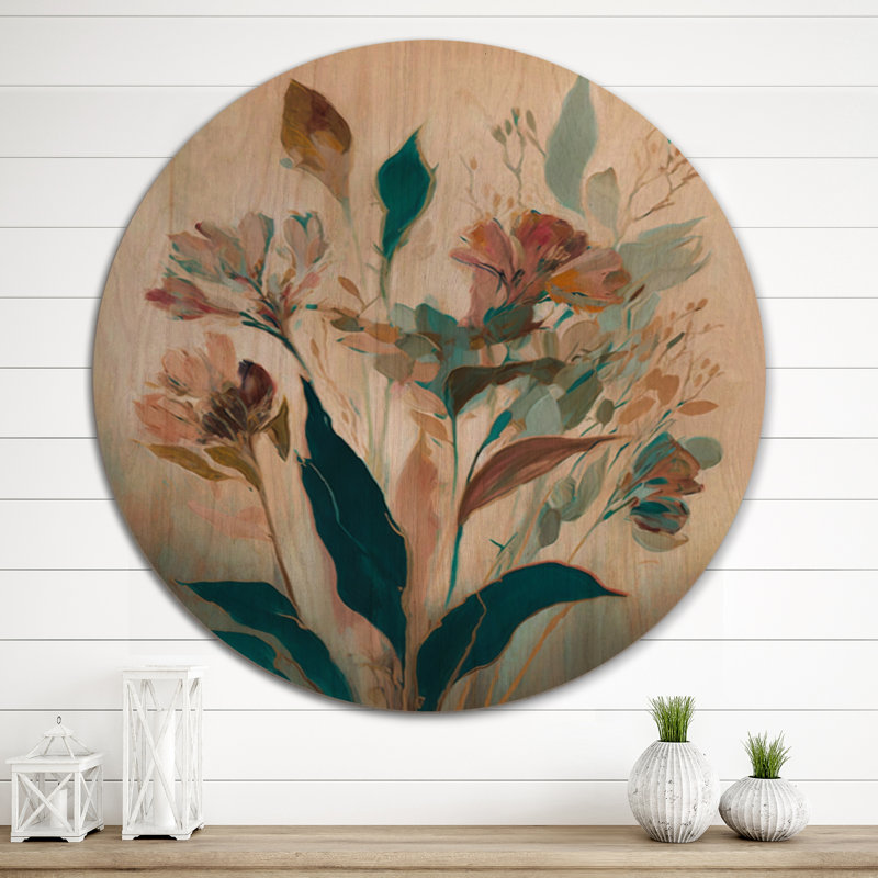 Fleurs sauvages dans des couleurs rétro délavées II - Art mural floral en bois - Bois de pin naturel