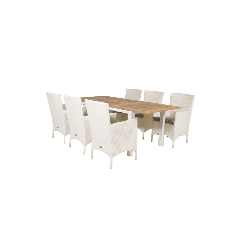 Navya 6 - Person Patio Dining Set with Extendable Rectangular Table , Cushions Included