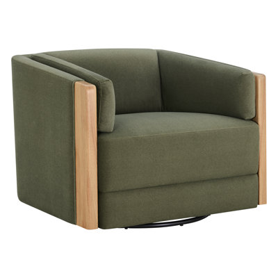 Willsboro Genuine Leather Swivel Accent Chair