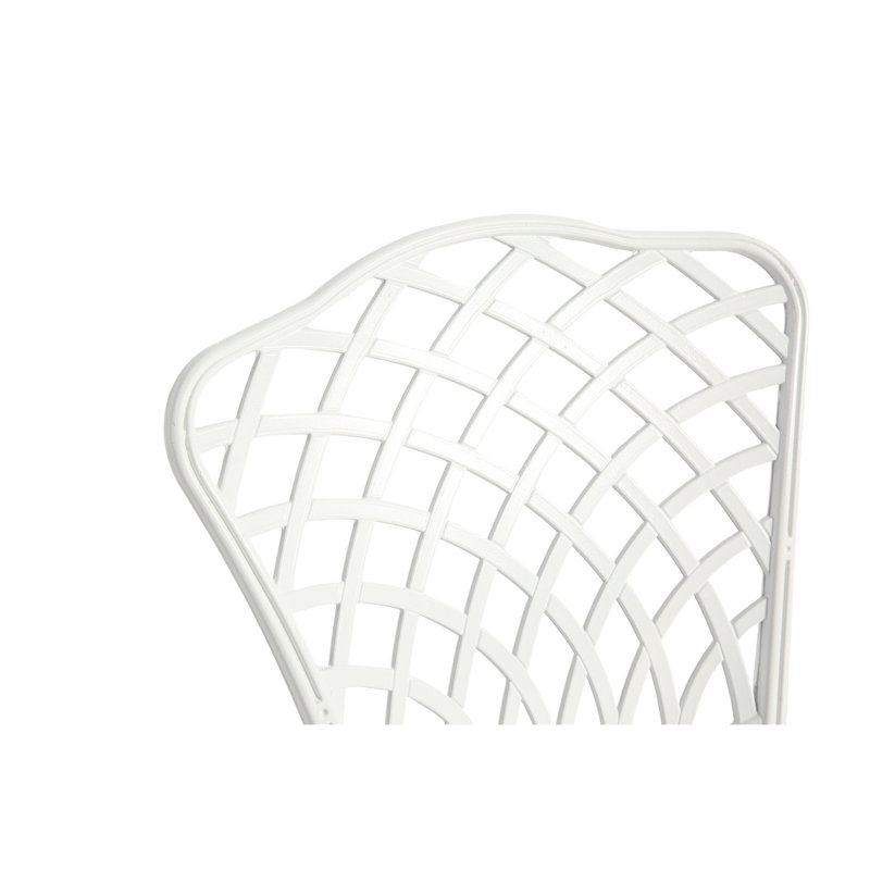 Ensemble bistro 3 pièces en fonte d'aluminium - 2 chaises et 1 table ronde avec coussin blanc pour un assemblage extérieur facile à assembler et à assembler