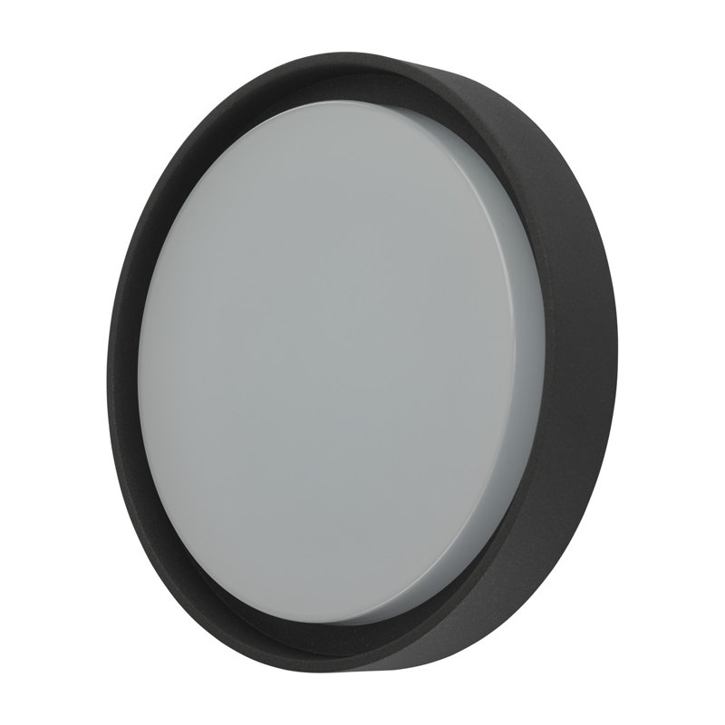 Brinli Matt Grey Integrated LED Outdoor Bulkhead Light, 25" H x 25" W x 6.50" D