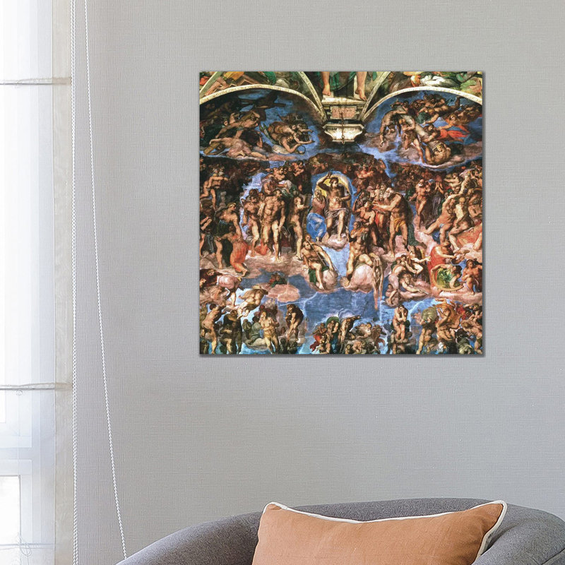 Sistine Chapel: The Last Judgement (Detail Of Upper Half) by Michelangelo - Wrapped Canvas Painting