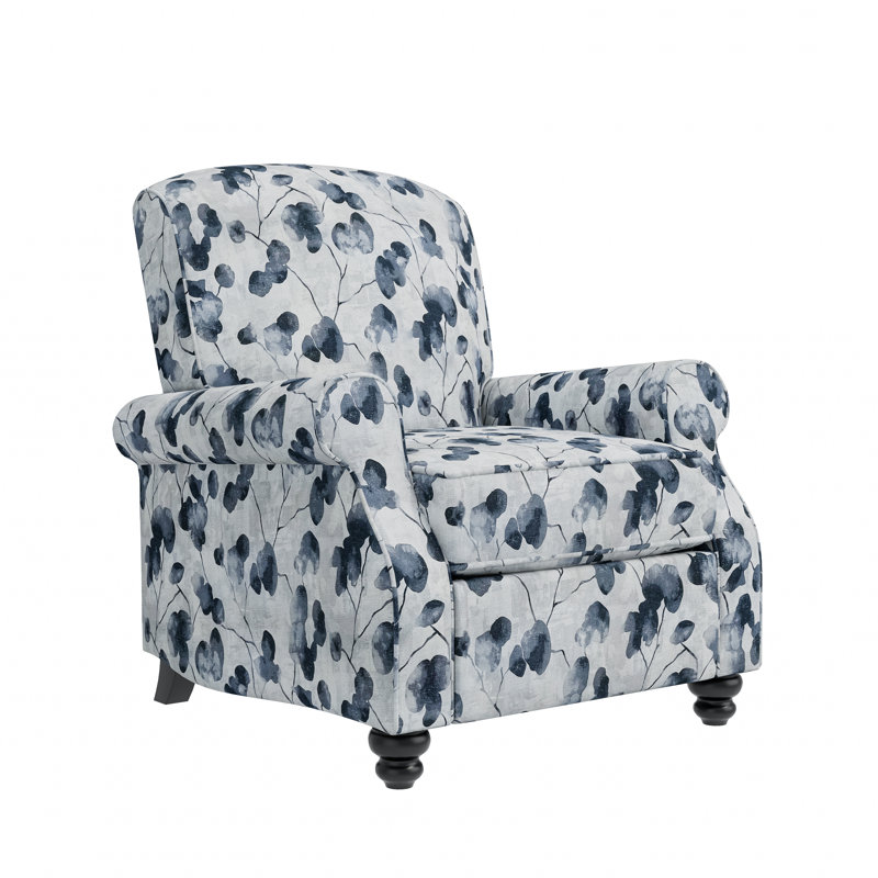 Gwin Manual Standard Push Back Recliner, Black Floral Polyester