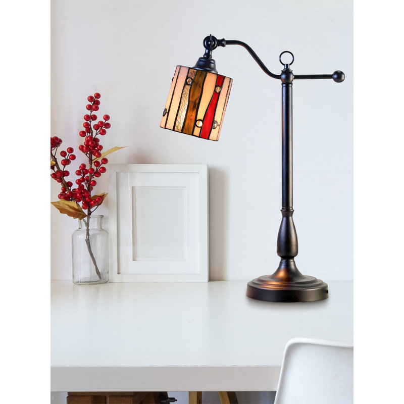 Lampe de bureau El Anza Tiffany avec abat-jour réglable, Brown / Black