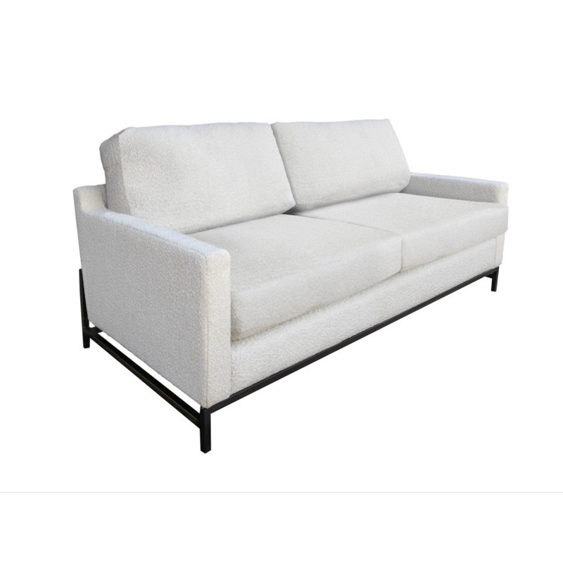 Causeuse à accoudoirs carrés de 59 po Burghardt, Tissu gris 121