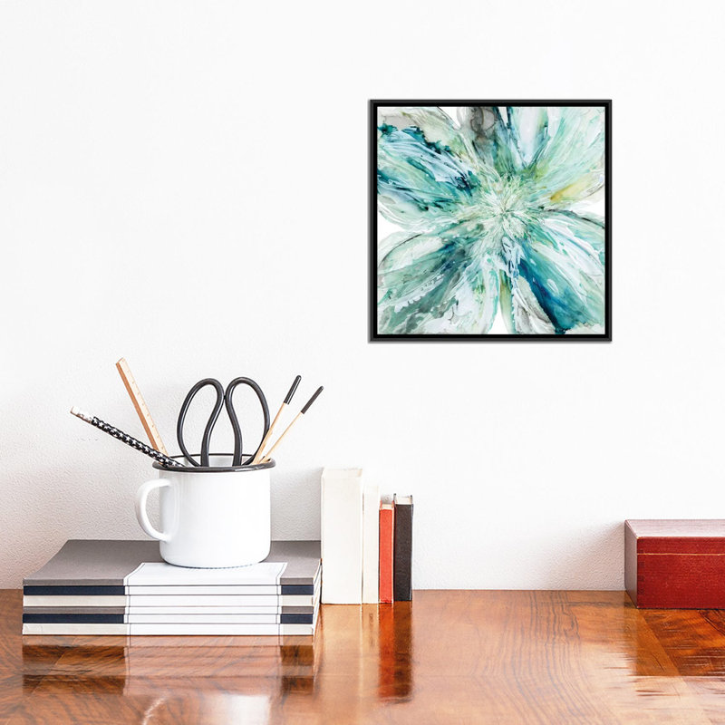 « fleur bursts », reproduction sur toile, H 18 po x l 18 po x P 1,5 po, Toile avec cadre noir, Pas de tapis