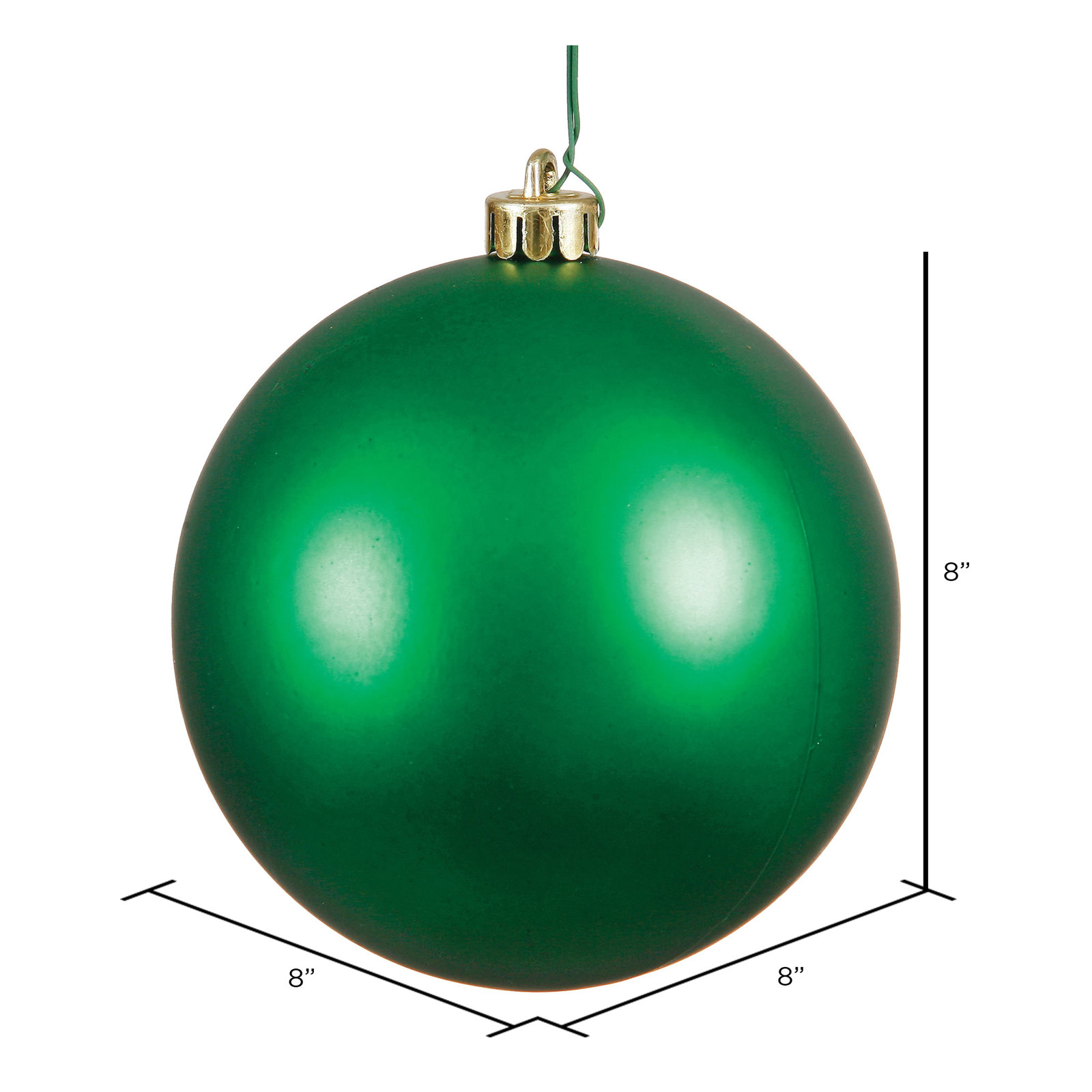 Shatterproof Bauble, 8", Green Matte