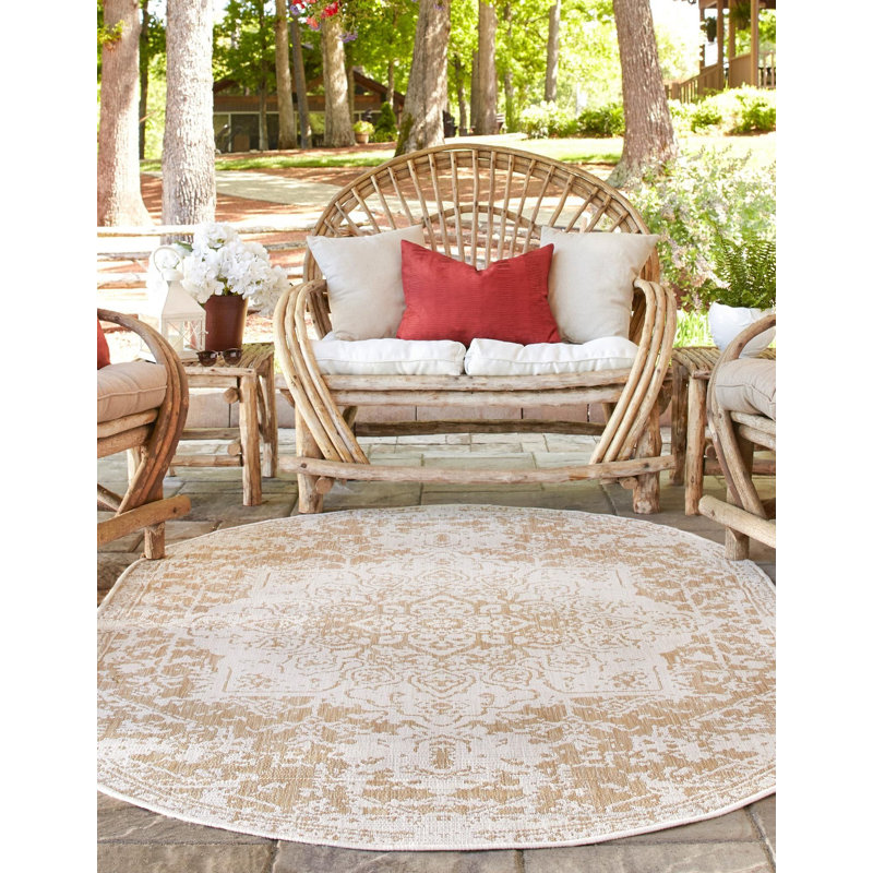 Outdoor Destiny Area Rug Brown Color, Oval 5'3" x 8'