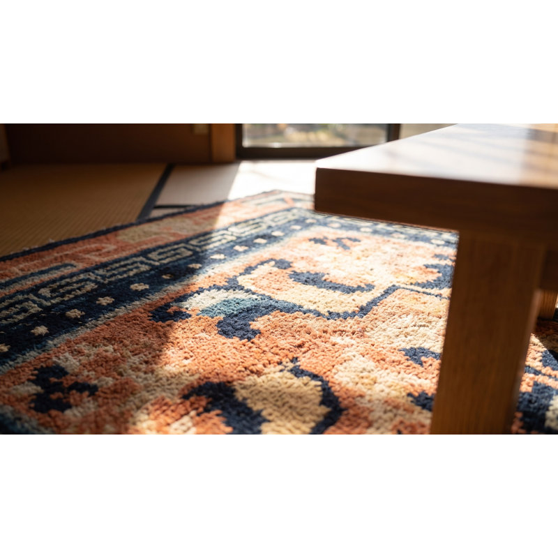 Antique Chinese - Ningxia Chinese Geometric Knotted Rug