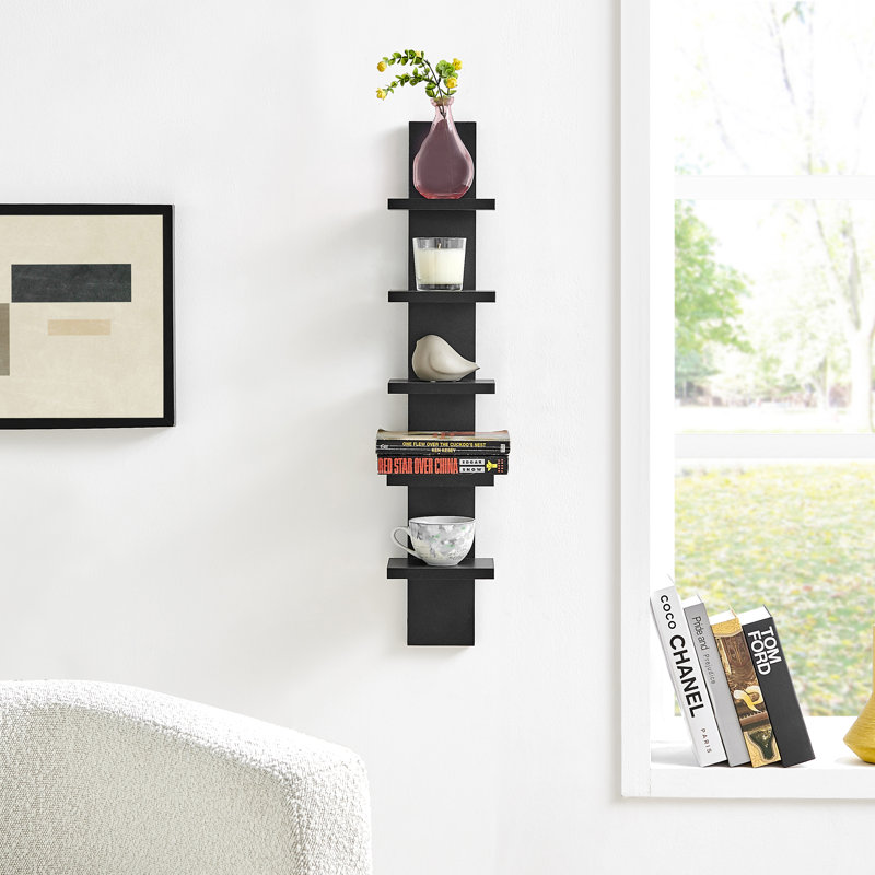 Wyaconda 5 Tier Column Wall Shelf, Black