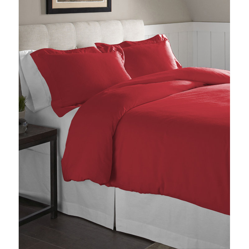 Ensemble de housse de couette 100% coton Pointehaven 175 g / m², Double/Grand, Rouge rococo