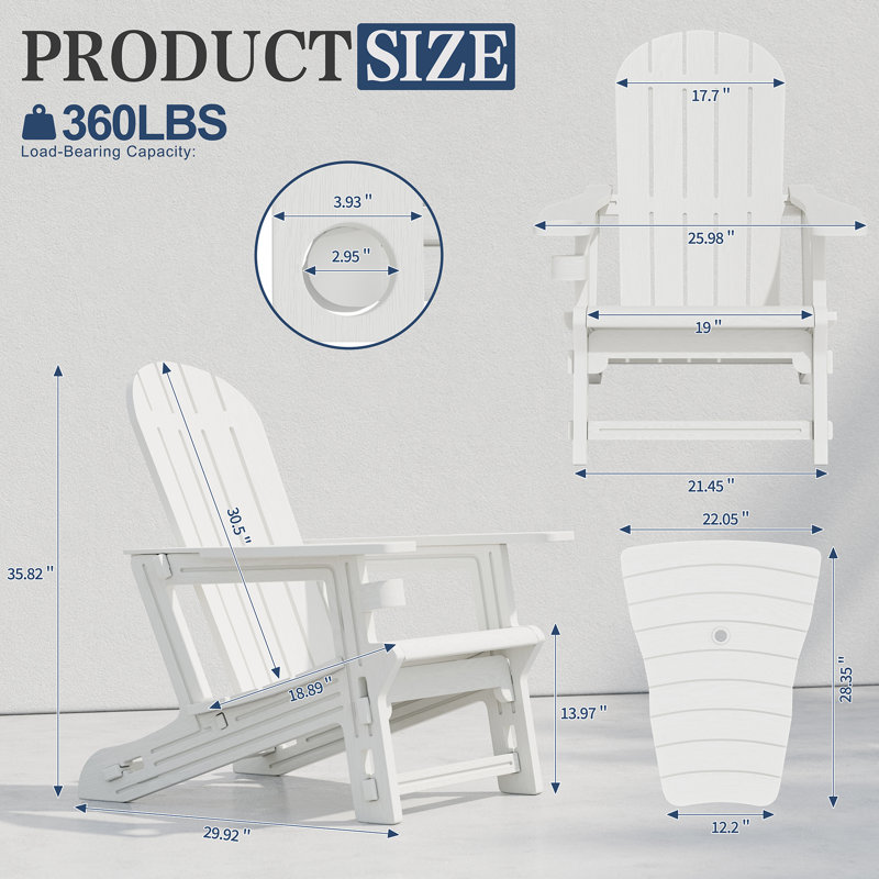 Chaise Adirondack d'extérieur pour 2 personnes, Blanc
