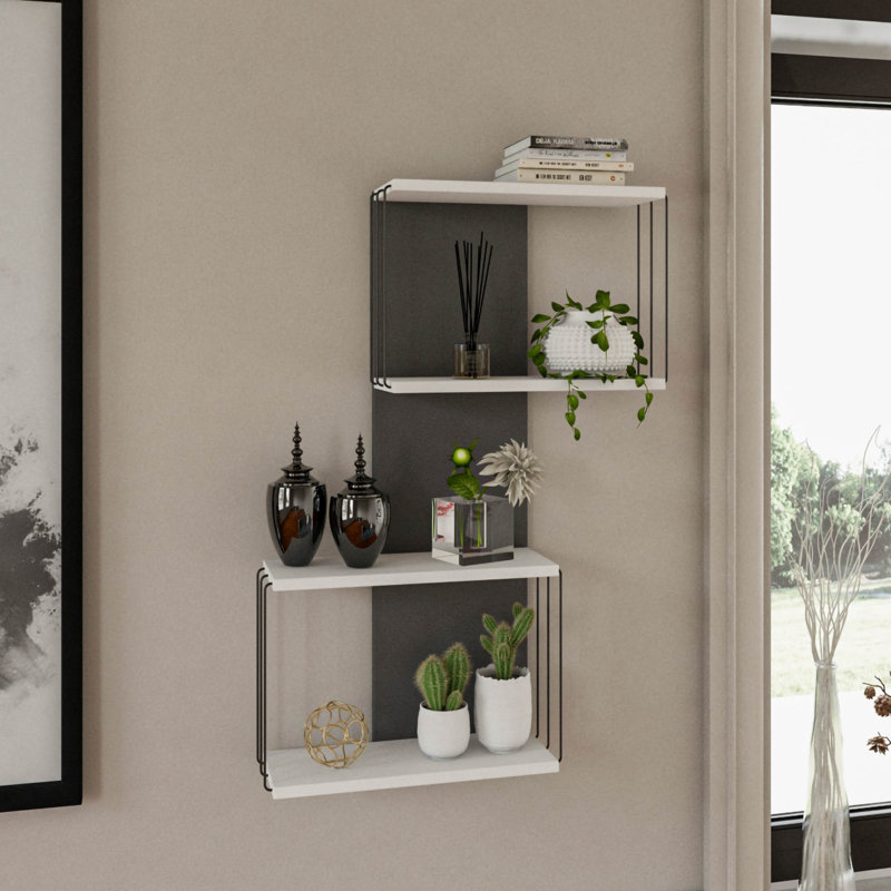 Modern Wall Shelf, White, 25.6 x 37.8 x 7.5 inches | 100% Melamine Coated Particle Board, Thickness: 0.7 inches | Multiple Shelves for Storage, Wall-Mounted Design, Stylish & Functional for Home or Office