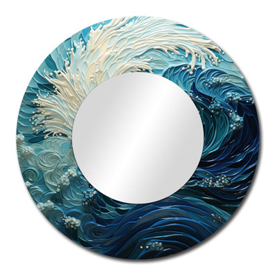 Glacier Glacial Sprial Pointillism I - Glacier Round Mirror Wall Decor