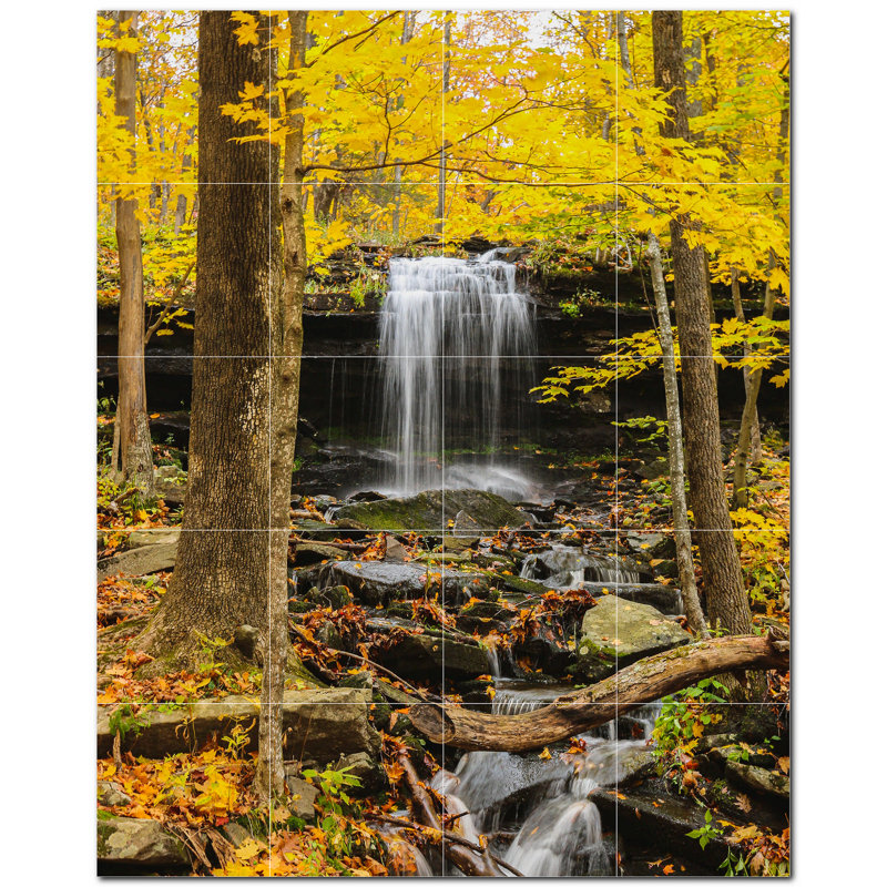 Murale en céramique satinée 12 "x 12" Waterfalls Photo