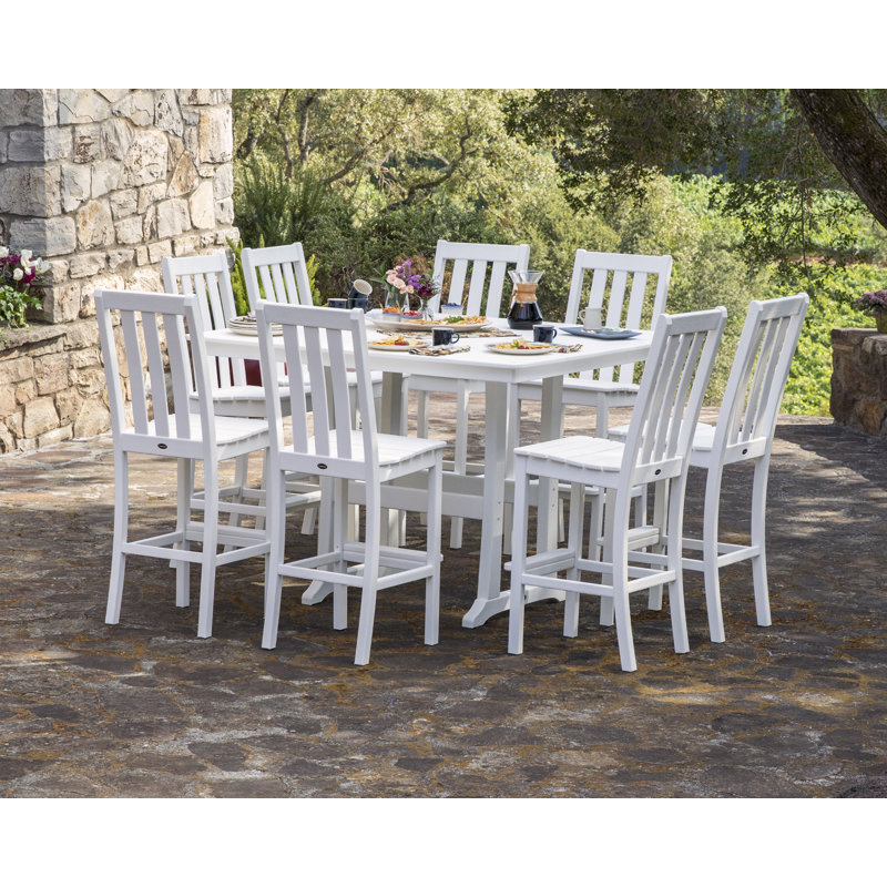POLYWOOD Vineyard 9-Piece Nautical Trestle Bar Set, Slate Gray